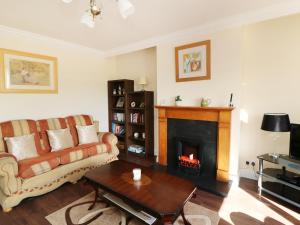 a living room with a couch and a fireplace at Labasheeda in Kilrush