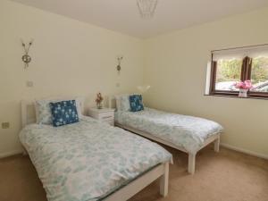 a bedroom with two beds and a window at Lowbrook Cottage in Diss