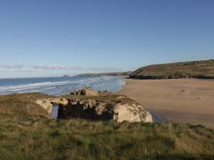 a view of a beach and the ocean at Chapel Rock View, The Dunes in Perranporth