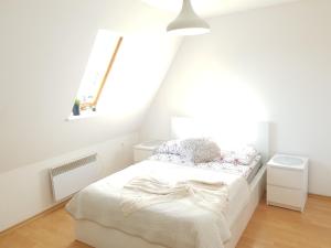 ザコパネにあるApartament Bolek i Apartament Lolekのベッドと窓のある白い寝室