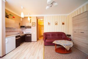 A kitchen or kitchenette at Apartments Amber Riga