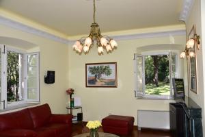 - un salon avec un canapé et 2 fenêtres dans l'établissement Villa Tereza, à Čilipi