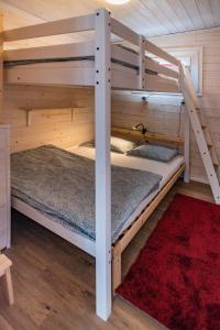 a bedroom with two bunk beds in a cabin at Fox House Tisá / Rájec in Tisá