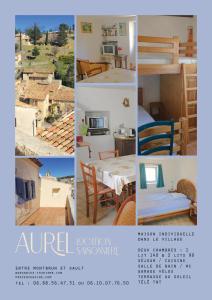 un collage de fotos de una casa y una habitación en MAISON DE VILLAGE AUREL, en Aurel