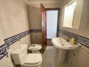 a bathroom with a toilet and a sink at Piso Os Pazos in Cambados