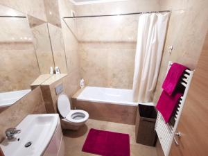 un bagno con vasca, WC e lavandino di Contemporary central apartment in Cluj Napoca a Cluj-Napoca