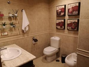 a bathroom with a white toilet and a sink at Atico C&E Cambados in Cambados +13 photos