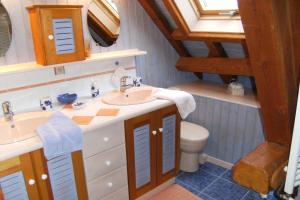 La Roche-des-ArnaudsにあるLe Clos de Lumièreの洗面台とトイレ付きのバスルーム