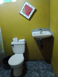 a bathroom with a toilet and a sink at Hospedaje la paloma in Moyogalpa
