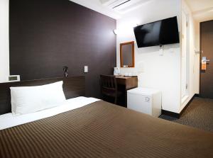 une chambre d'hôtel avec un lit et une télévision dans l'établissement Hotel Trend Asakusa Tawaramachi, à Tokyo