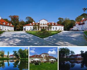 un collage de quatre photos d'une maison dans l'établissement Pałac Żelechów Spa & Wellness, à Żelechów