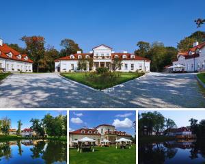 kolaż czterech zdjęć domu w obiekcie Pałac Żelechów Spa & Wellness w mieście Żelechów