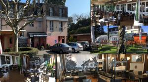 a collage of photos of a town with a house at Hotel Restaurant de la Plage in Gland