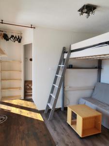 a room with a bunk bed and a ladder at Un Isard au Pied des Pistes in Ax-les-Thermes
