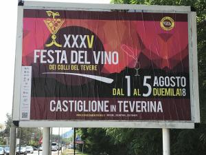 een billboard met een bord voor een festival della del vitale bij castiglione apartament You&Me in Castiglione in Teverina