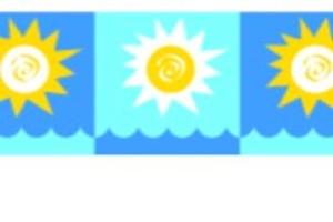 a picture of the sun and the moon on a flag at Blue Santa Tecla in Santa Tecla