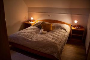 a bedroom with a bed with two night stands at DEMI108 in Brežice