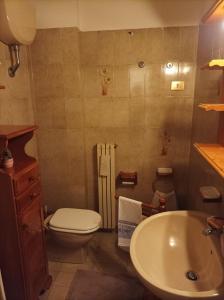 La salle de bains est pourvue de toilettes et d'un lavabo. dans l'établissement Rasna Heart Guest House, à Sorano