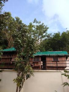 un edificio con techo verde y árbol en Garden of Gen Resort en Labayo