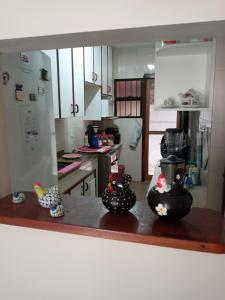 Kuchyň nebo kuchyňský kout v ubytování Apartamento Vila Blanche Cabo frio