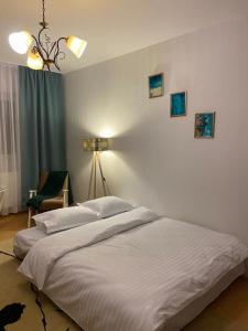 Llit o llits en una habitació de Cazare Medias, apartament modern