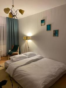 Llit o llits en una habitació de Cazare Medias, apartament modern