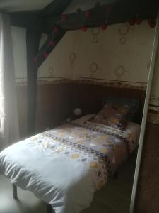 a bedroom with a bed in a mirror at Chambre simple avec WiFi châtellerault in Châtellerault +7 photos