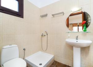a bathroom with a toilet and a sink and a mirror at Villa Yanna in Olympiada +50 photos