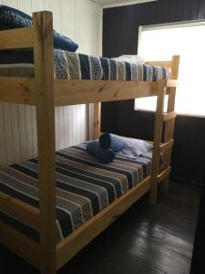 Una cama o camas cuchetas en una habitación  de Hostal Plaza Chiloe