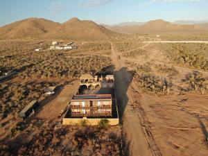 an aerial view of a building in the middle of a desert at Baja69 Eco friendly Boutique stay in El Pescadero