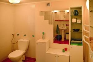 a small bathroom with a toilet and a sink at holiday home, Gowidlino in Gowidlino