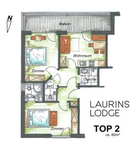 Půdorys ubytování Laurins Lodge