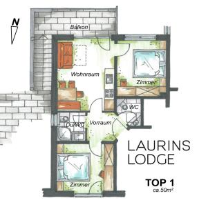 Půdorys ubytování Laurins Lodge