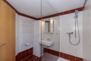 a bathroom with a sink and a shower at Ostseetraum in Kühlungsborn +26 photos