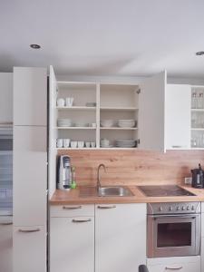 Kuchyň nebo kuchyňský kout v ubytování Ferienwohnung zur lustigen Gabi