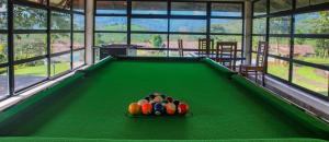 a pool table with balls on top of it at Pranavam Resort & Spa in Tariyod