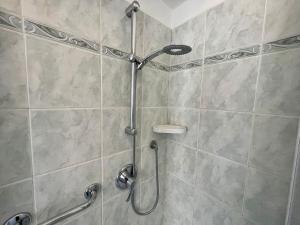 une douche avec pommeau de douche dans une salle de bain dans l'établissement Levanto Rentals, à Levanto 45 autres photos