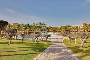 een pad in een park met palmbomen en gebouwen bij Coco Design Apartment Salgados Beach - By Dalma Portuguesa in Galé