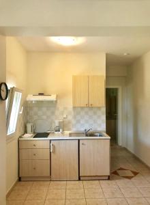 a kitchen with a sink and a counter top at DERES Apartments in Hanioti