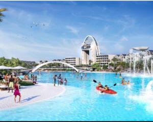 a group of people in the water at a theme park at Waterfall Apartments Waterfall Cres in Midrand