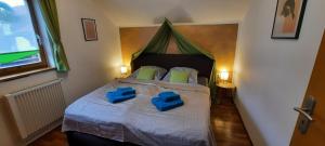 Postel nebo postele na pokoji v ubytování Ferienwohnung Wildgatter + 48 fotografií