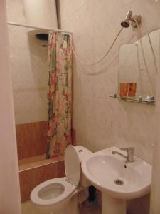 a small bathroom with a toilet and a sink at Apartment in the center of the city - Vera in Tbilisi City +24 photos