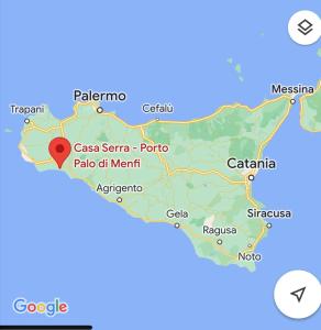a map of the province of genoa with a red marker at Casa Serra in Porto Palo