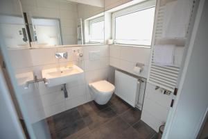 a bathroom with a toilet and a sink at Hotel Christine in Radolfzell am Bodensee