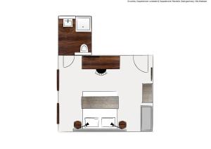 a floor plan of a room with a desk at Villa Breeksee in Norderney +30 photos