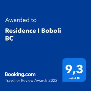 Sertifikatas, apdovanojimas, ženklas ar kitas apgyvendinimo įstaigoje Residence I Boboli BC matomas dokumentas