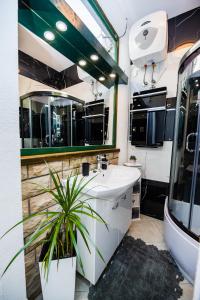 a bathroom with a sink and a mirror at Glicinia in Šibenik +7 photos