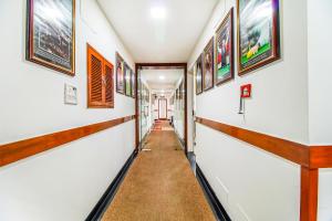 a corridor in a building with paintings on the walls at FabHotel F9 NFC in New Delhi