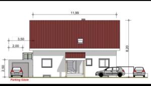 a plan of a building with a red roof at RELAX Wohnung Groß Rohrheim in Groß-Rohrheim