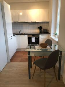 Küche/Küchenzeile in der Unterkunft Einraumapartment mit Seeblickbalkon